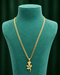 Diamond-Cut Chain with Rose Charm 10K