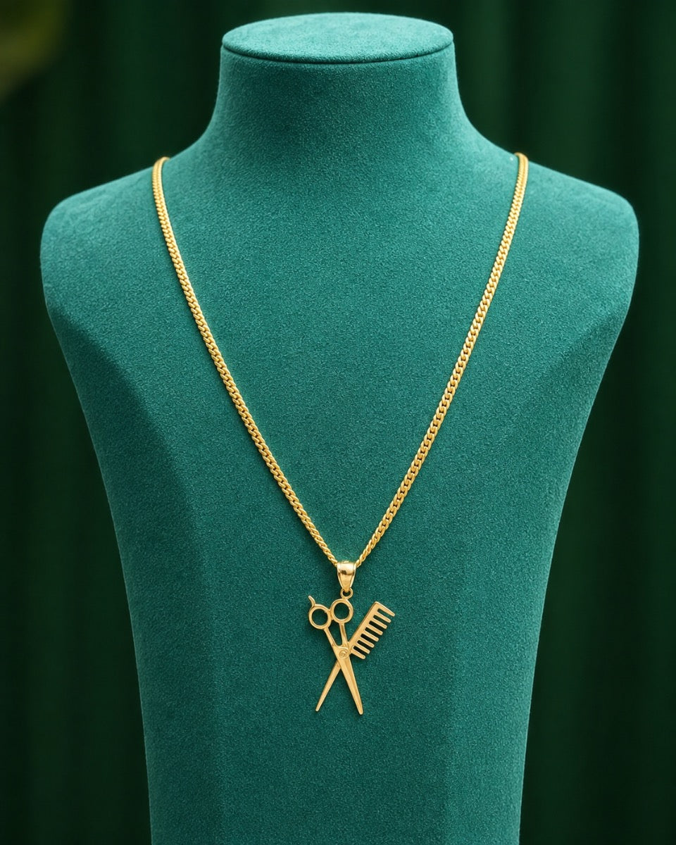 Cuban Chain with Barber Charm 10K