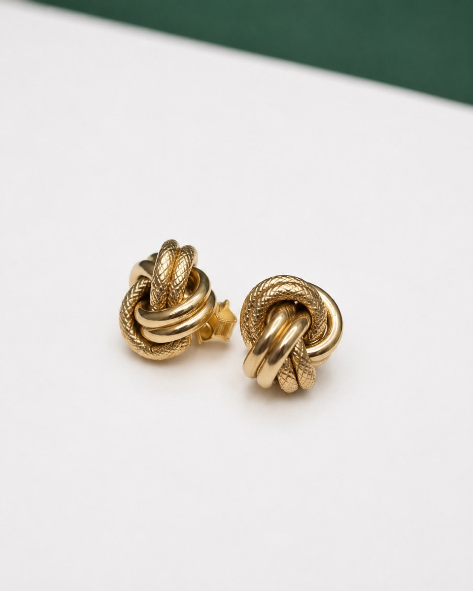 Knot Earrings with Butterfly Clasp 10K