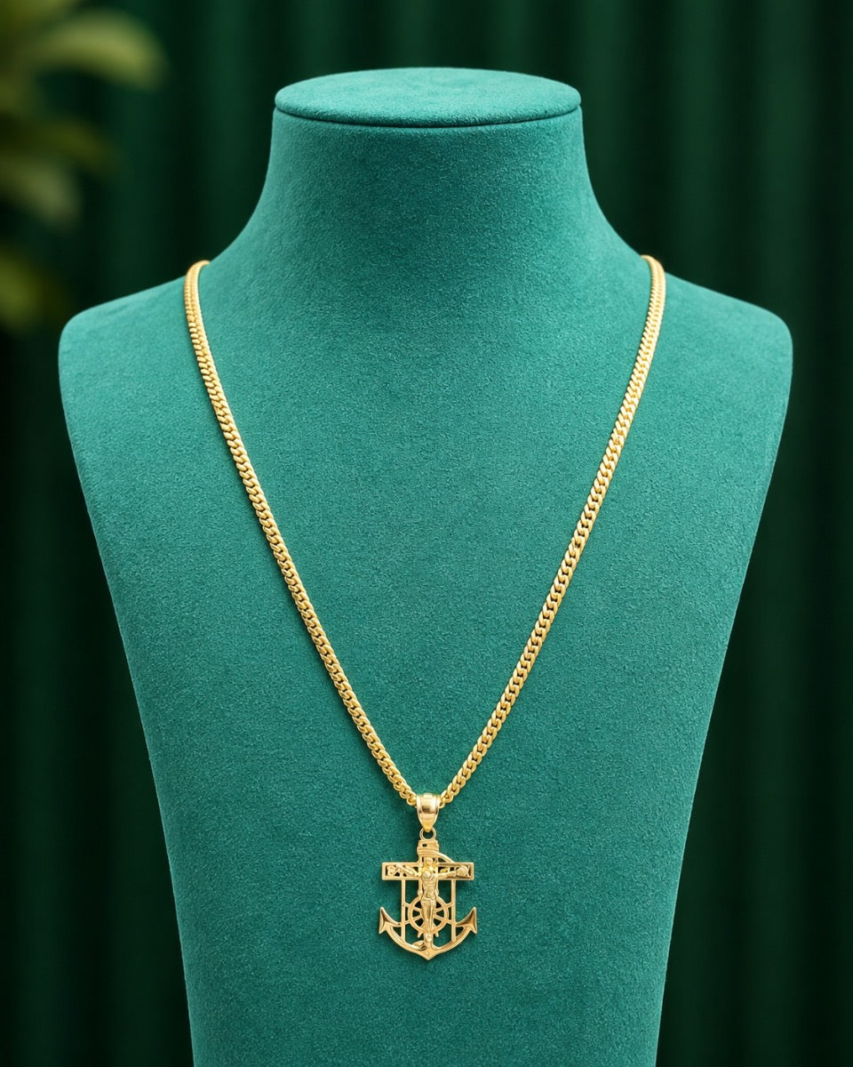 Cuban Chain with Anchor Charm 10K